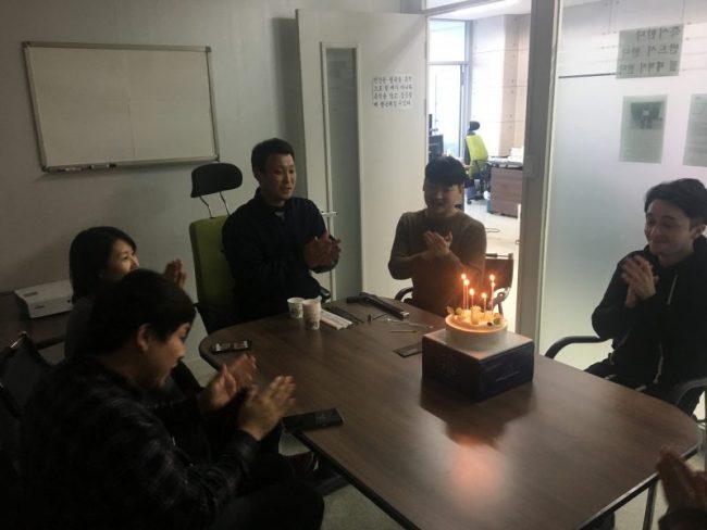 French employee Kevin’s birthday party French employee Kevin's birthday party