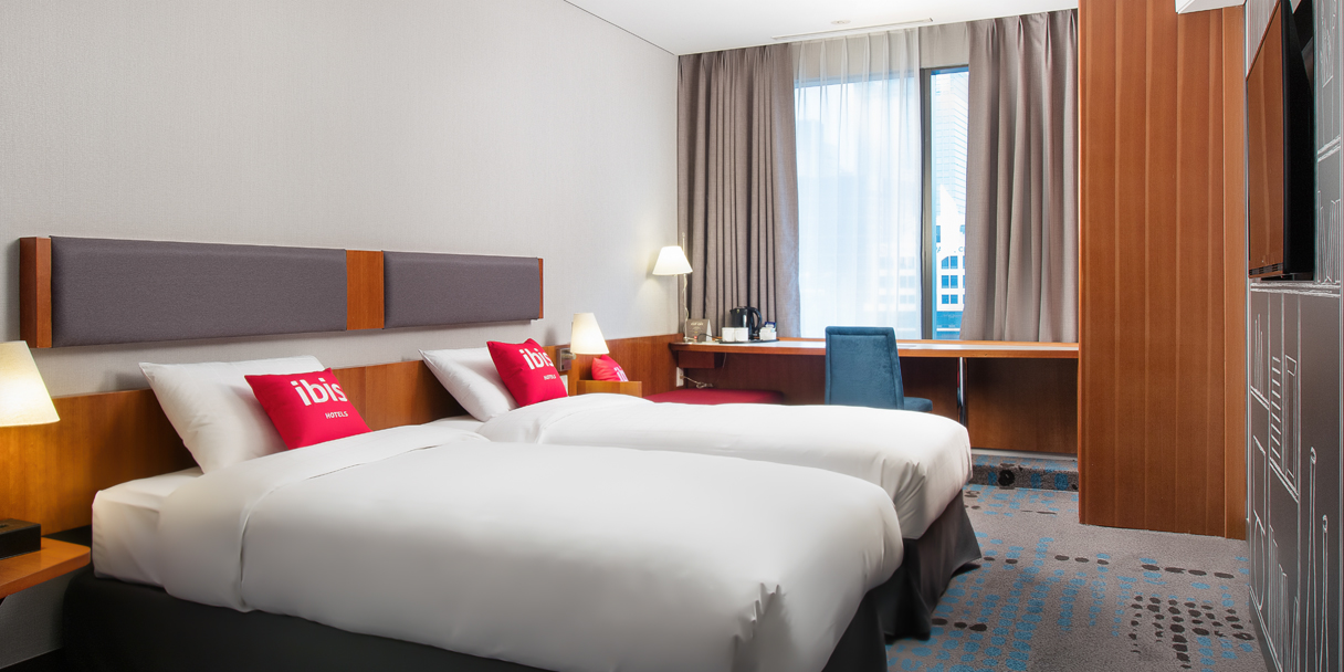 Стандартный двухместный номер с XNUMX отдельными кроватями Ibis Styles Ambassador Myeongdong