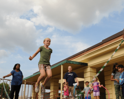 group rope jump